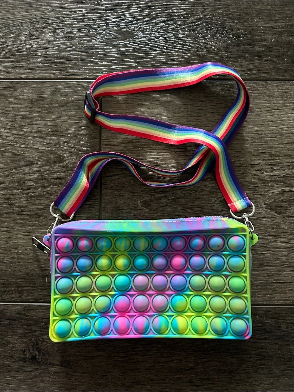 Kids Rainbow Pop-It Crossbody Bag and Pink Unicorn Pop-It Mini Purse